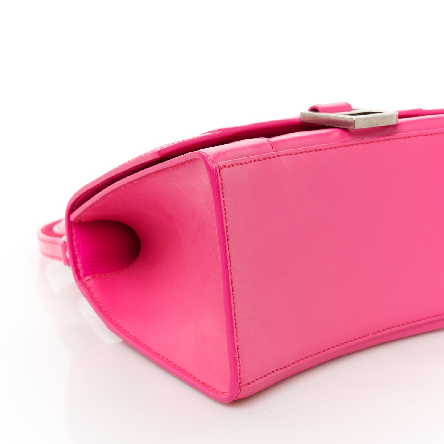 Balenciaga Shiny Box Calfskin Small Hourglass Top Handle Bag Acid Fuchsia 9 of 10