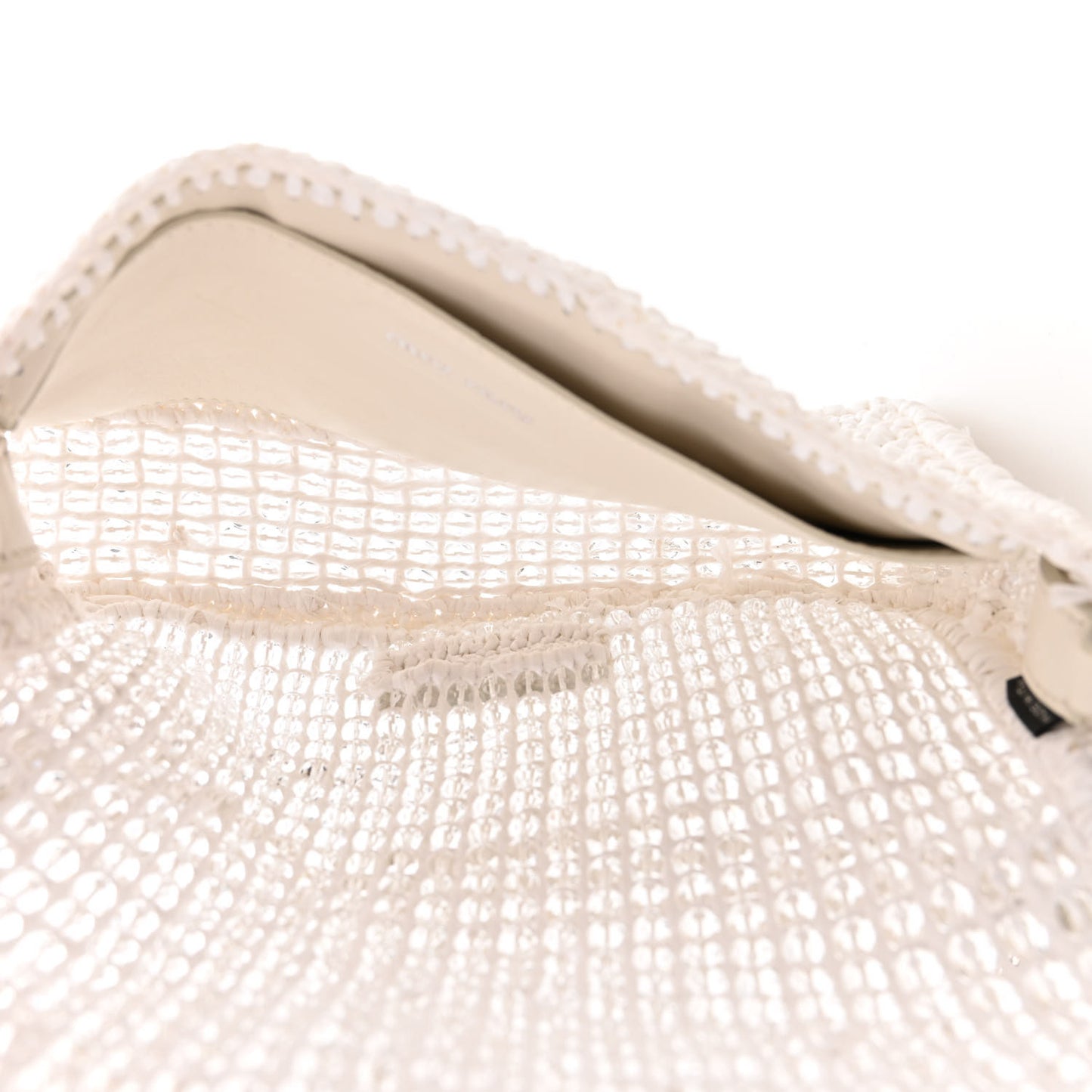 Raffia Beaded Flap Shoulder Flap White