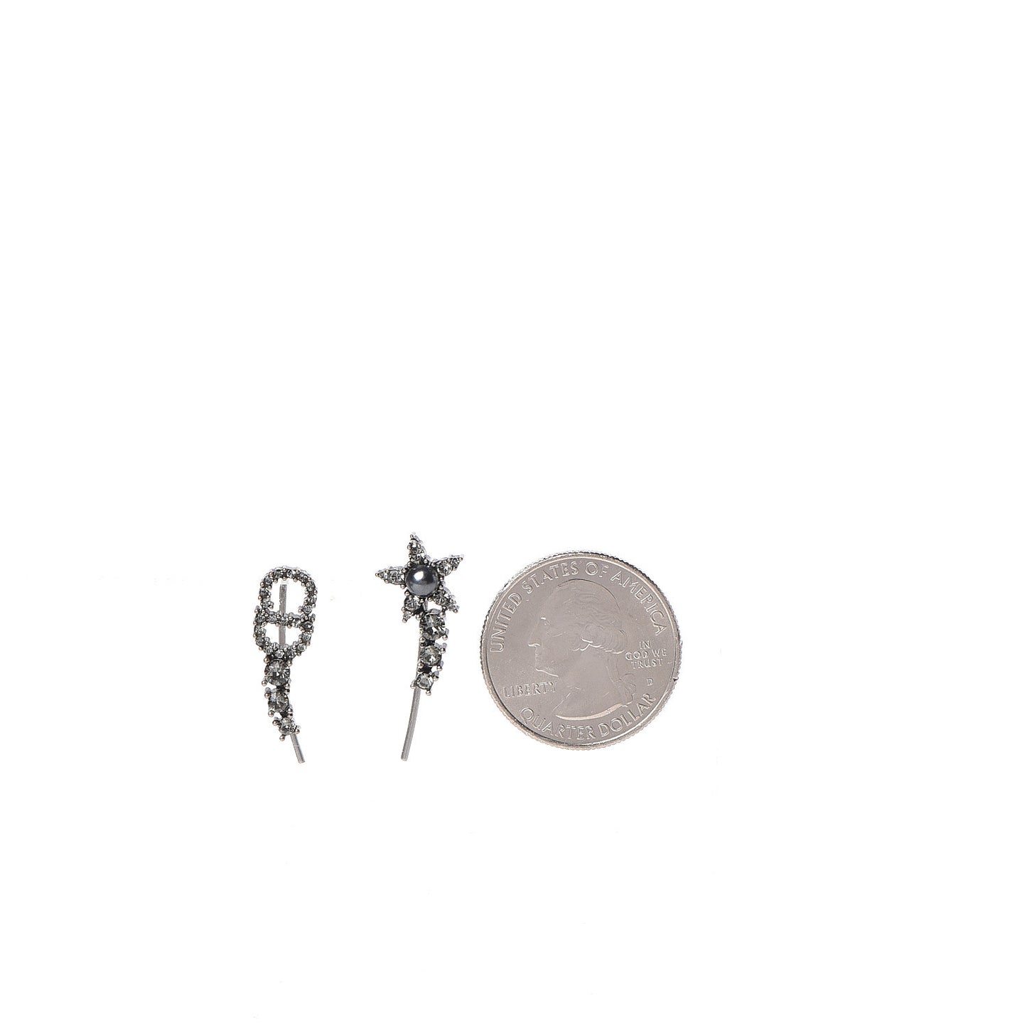 Metal Crystal J'Adior Earrings Ruthenium