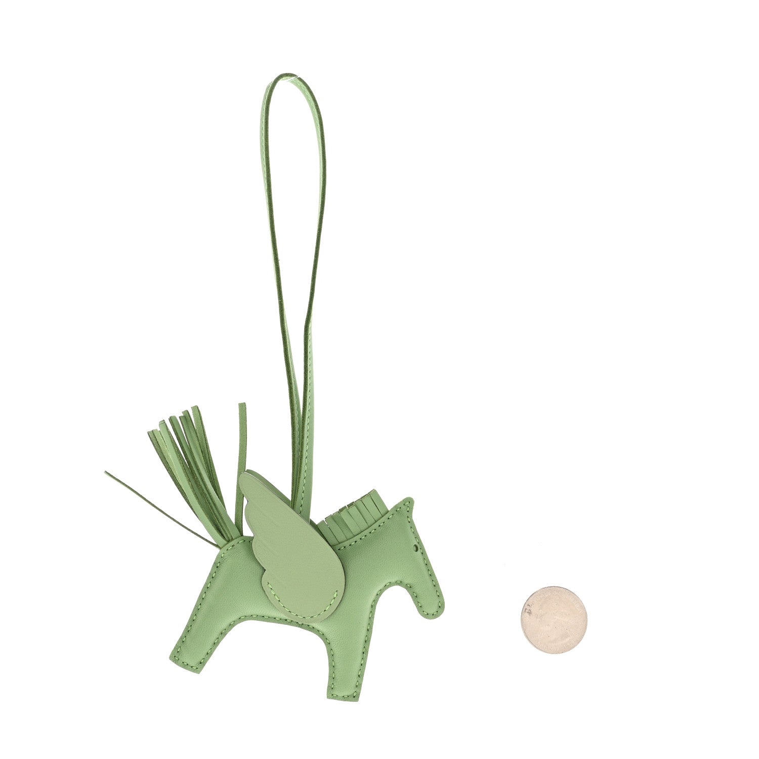 Hermes Milo Lambskin Grigri Rodeo Pegase Horse Bag Charm PM Vert Criquet 2 of 5