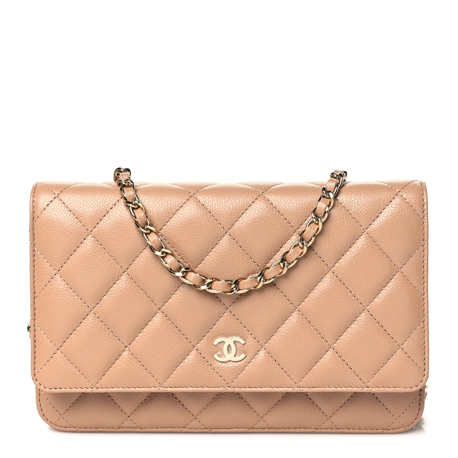 Chanel Caviar Quilted Wallet on Chain WOC Dark Beige 1 of 12