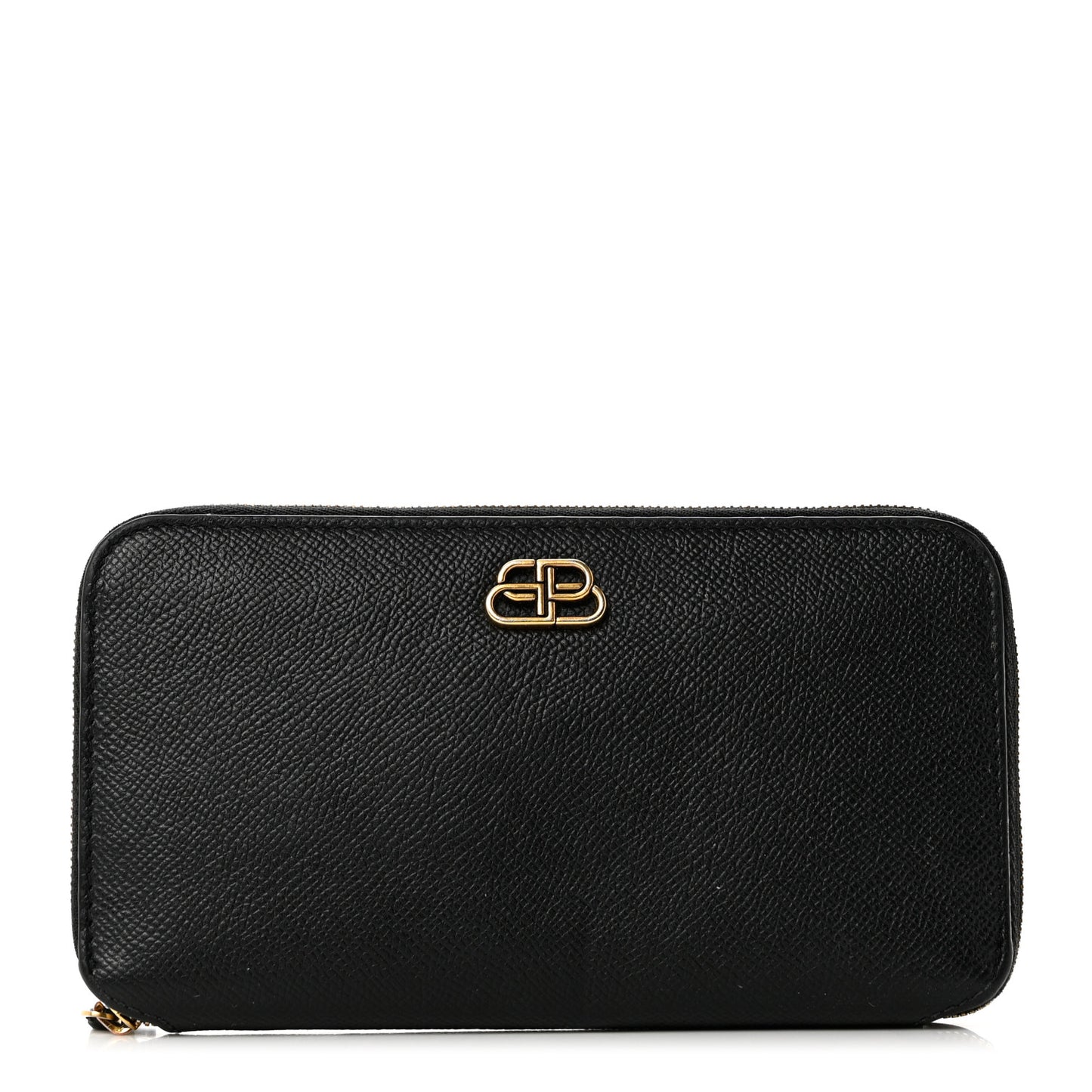 Grained Calfskin BB Continental Zip Around Wallet Black