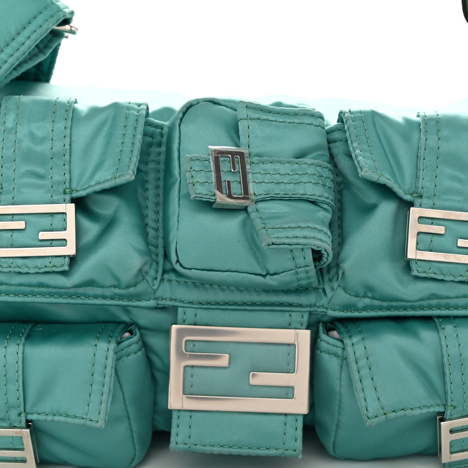 Fendi Econyl Cuoio Romano Multipocket Baguette Turquoise 9 of 13