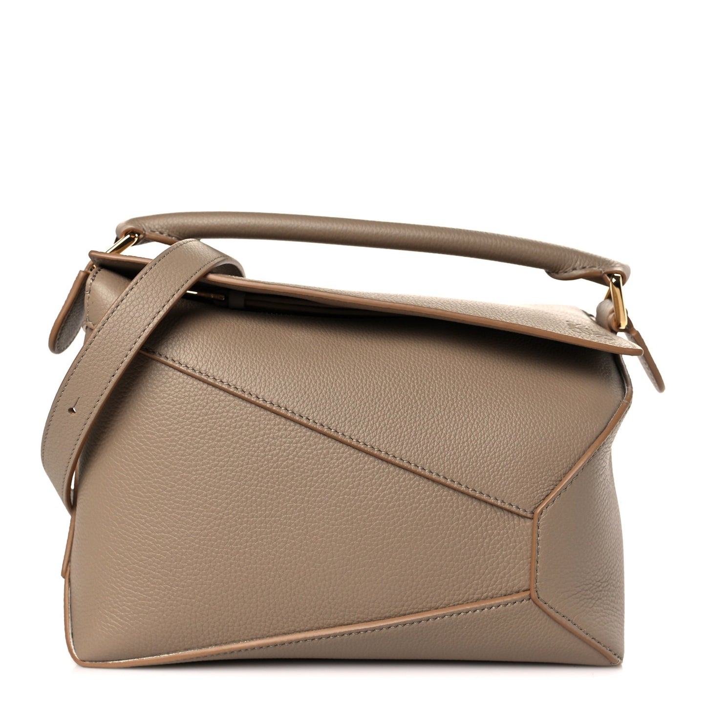 Grained Calfskin Small Puzzle Edge Bag Sand