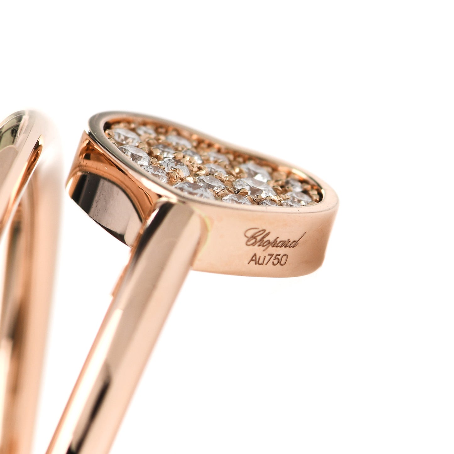 18K Rose Gold Diamond Pave Happy Hearts Twist Ring 53 6.25