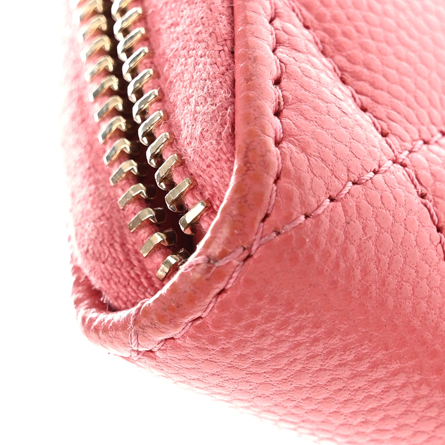 Caviar Quilted Medium Zip Around Wallet Dark Pink