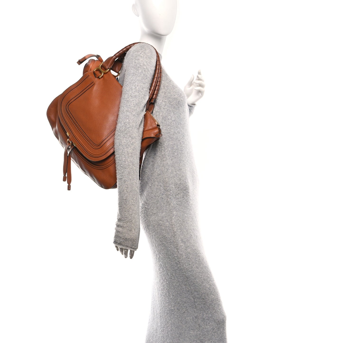 Calfskin Large Marcie Satchel Tan