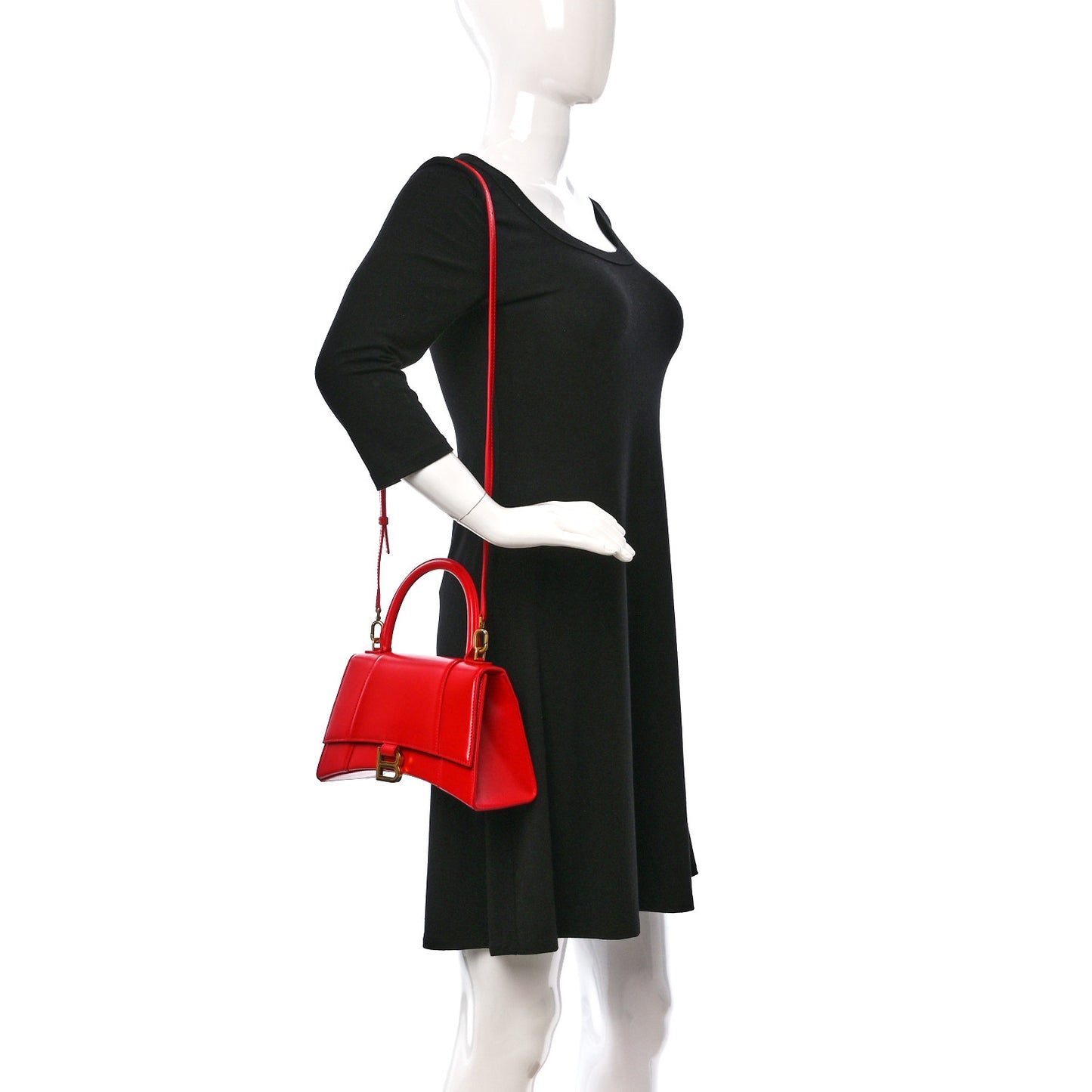 Shiny Box Calfskin Small Hourglass Top Handle Bag Bright Red