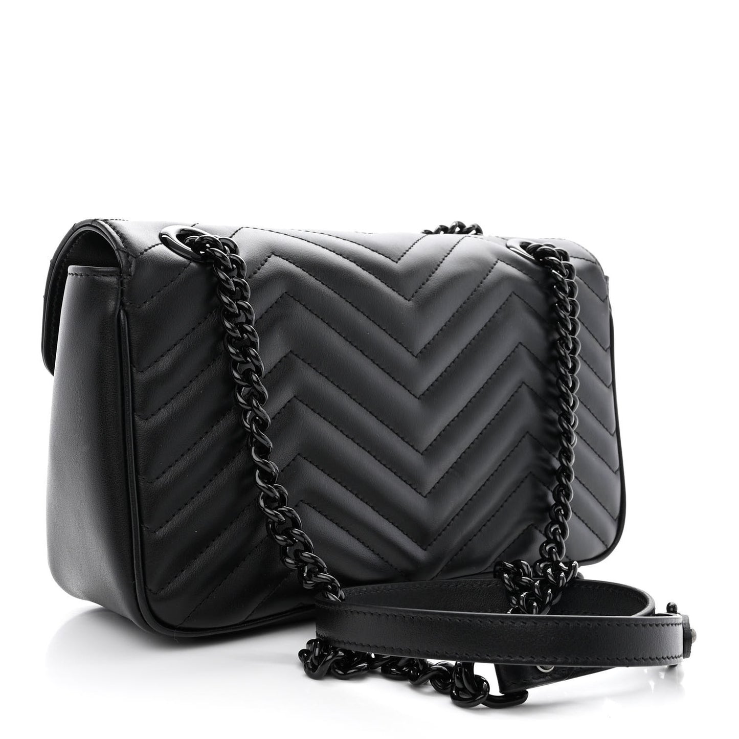 Calfskin Matelasse Monochrome Small GG Marmont Shoulder Bag Black