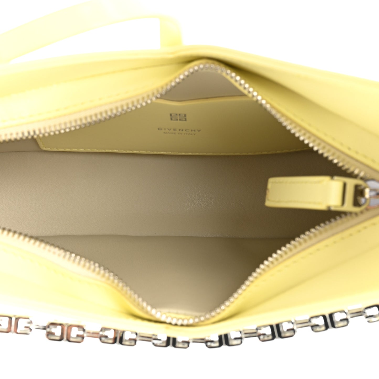 Box Calfskin Small Zipped Cut Out Shoulder Bag Soft Yellow