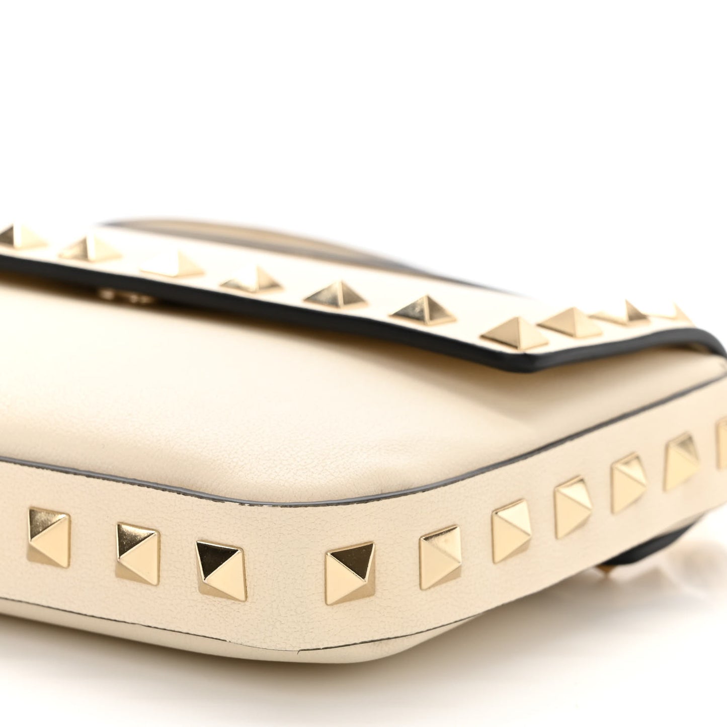 Calfskin Rockstud Crossbody Pouch Light Ivory