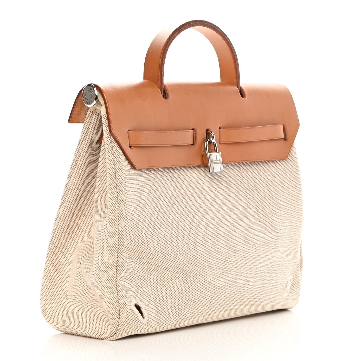 Hermes Toile Vache Calfskin Herbag 30 PM Backpack Natural 3 of 16