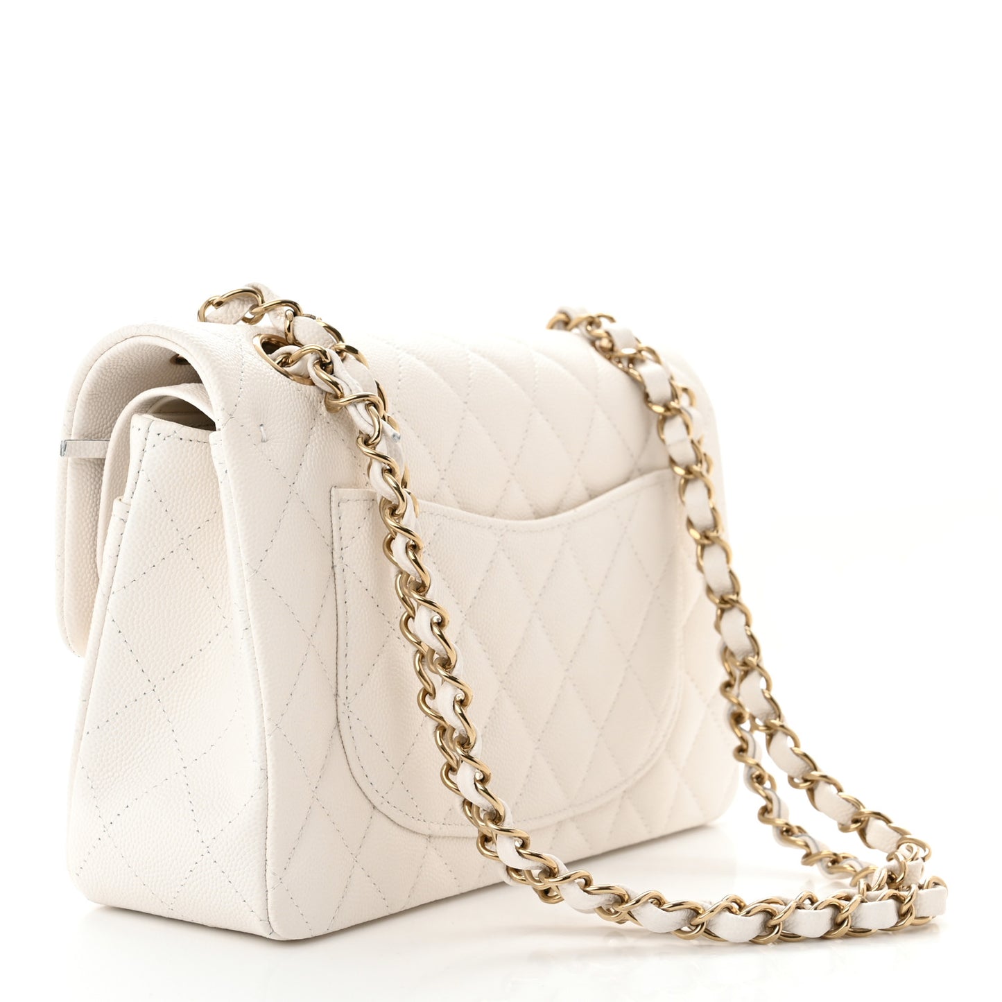 Caviar Quilted Small Double Flap White