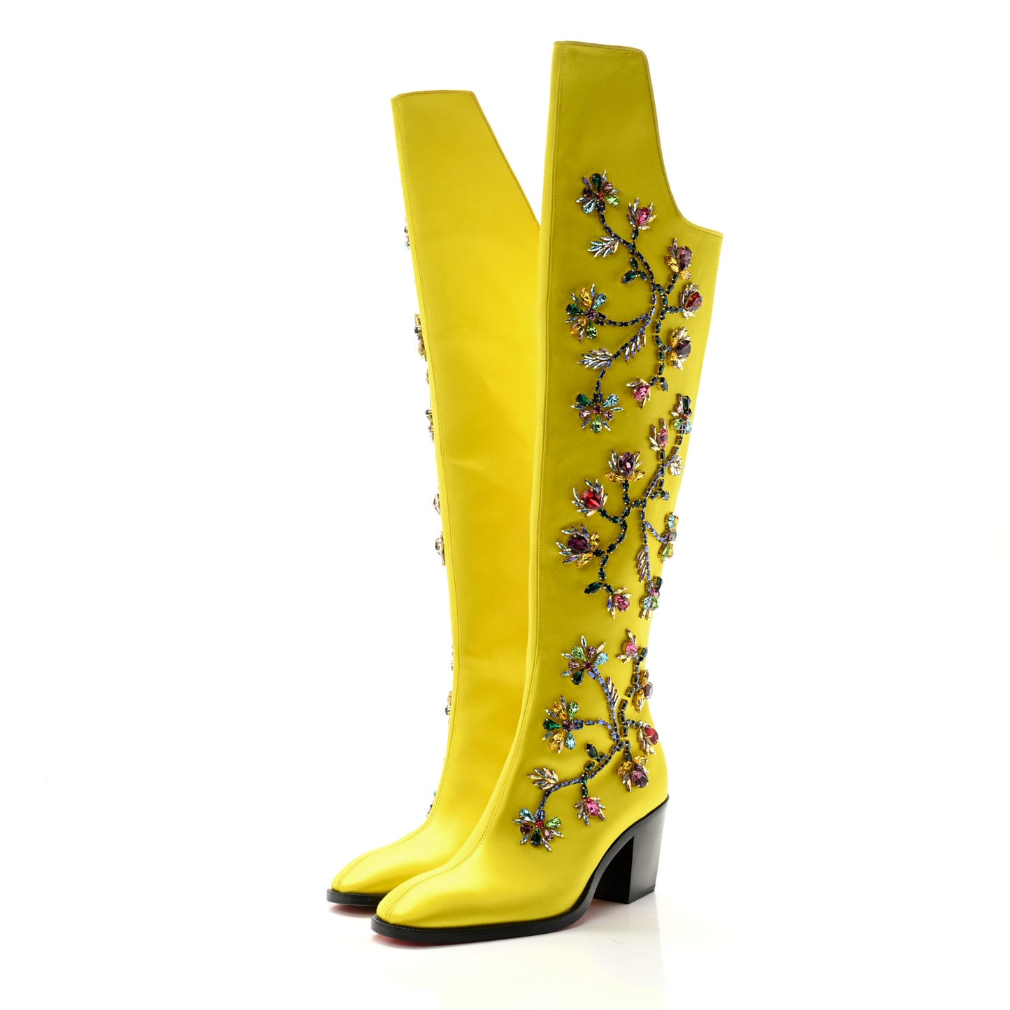 Satin Morgan Fleur 70 Over The Knee Boots 38 Yellow