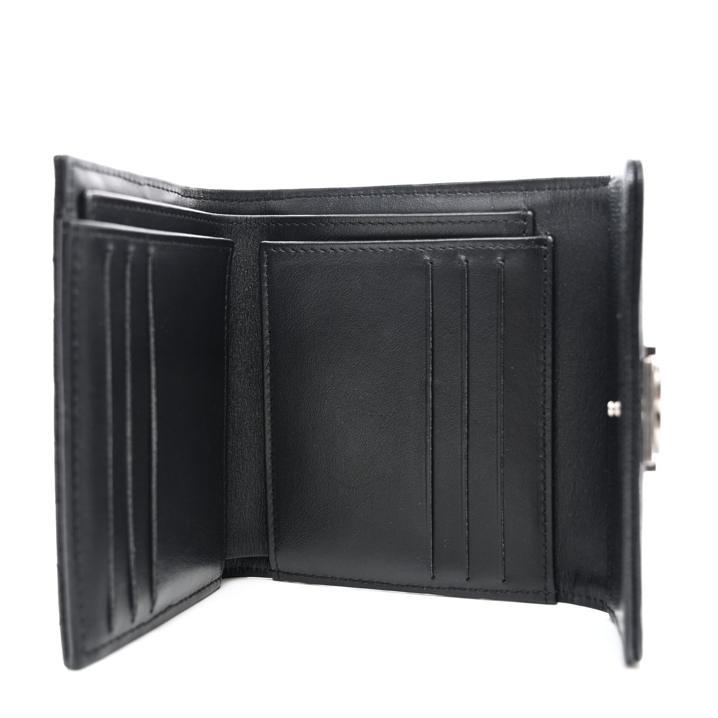 Caviar Quilted Compact Boy Wallet Black