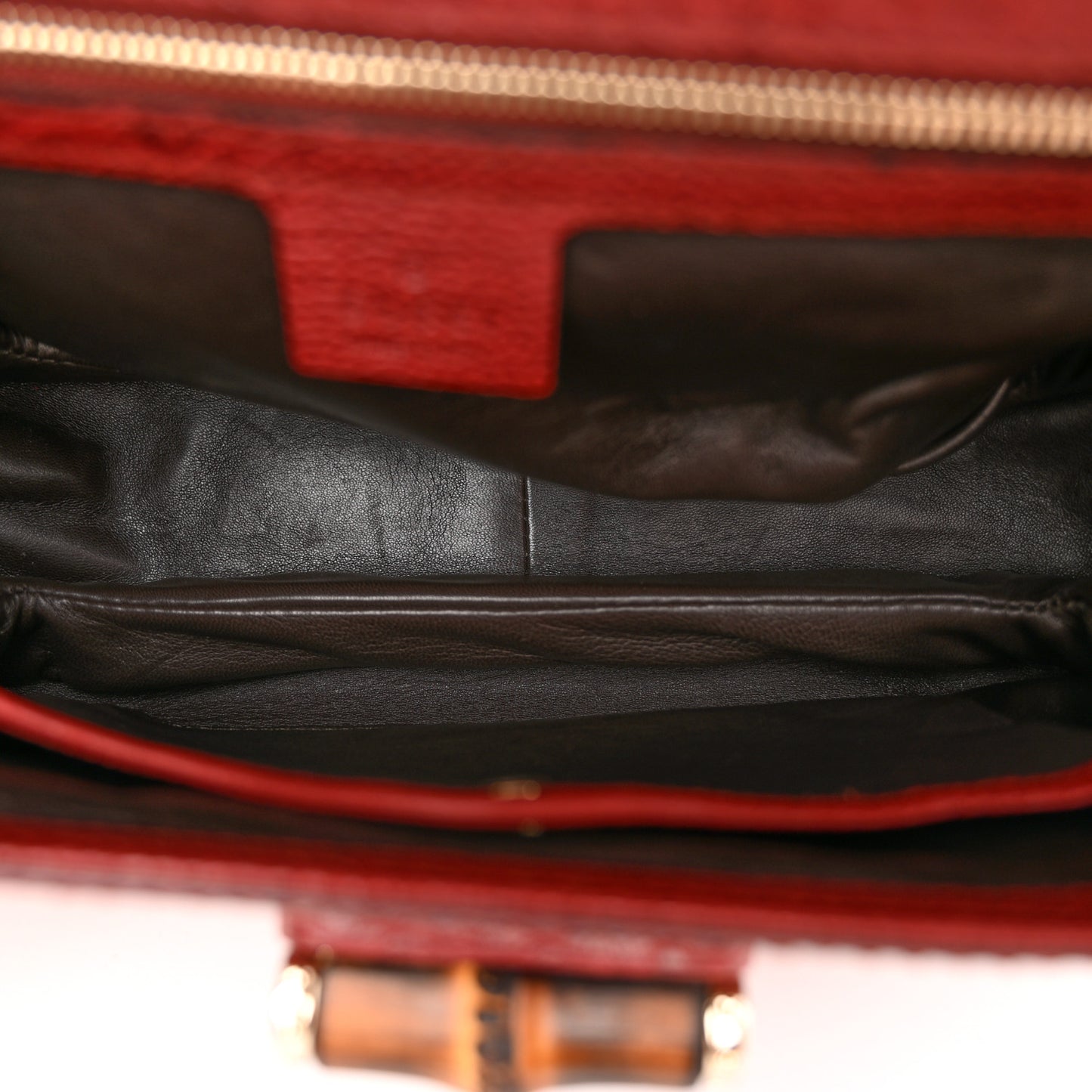 Ostrich Medium New Bamboo Top Handle Bag Red