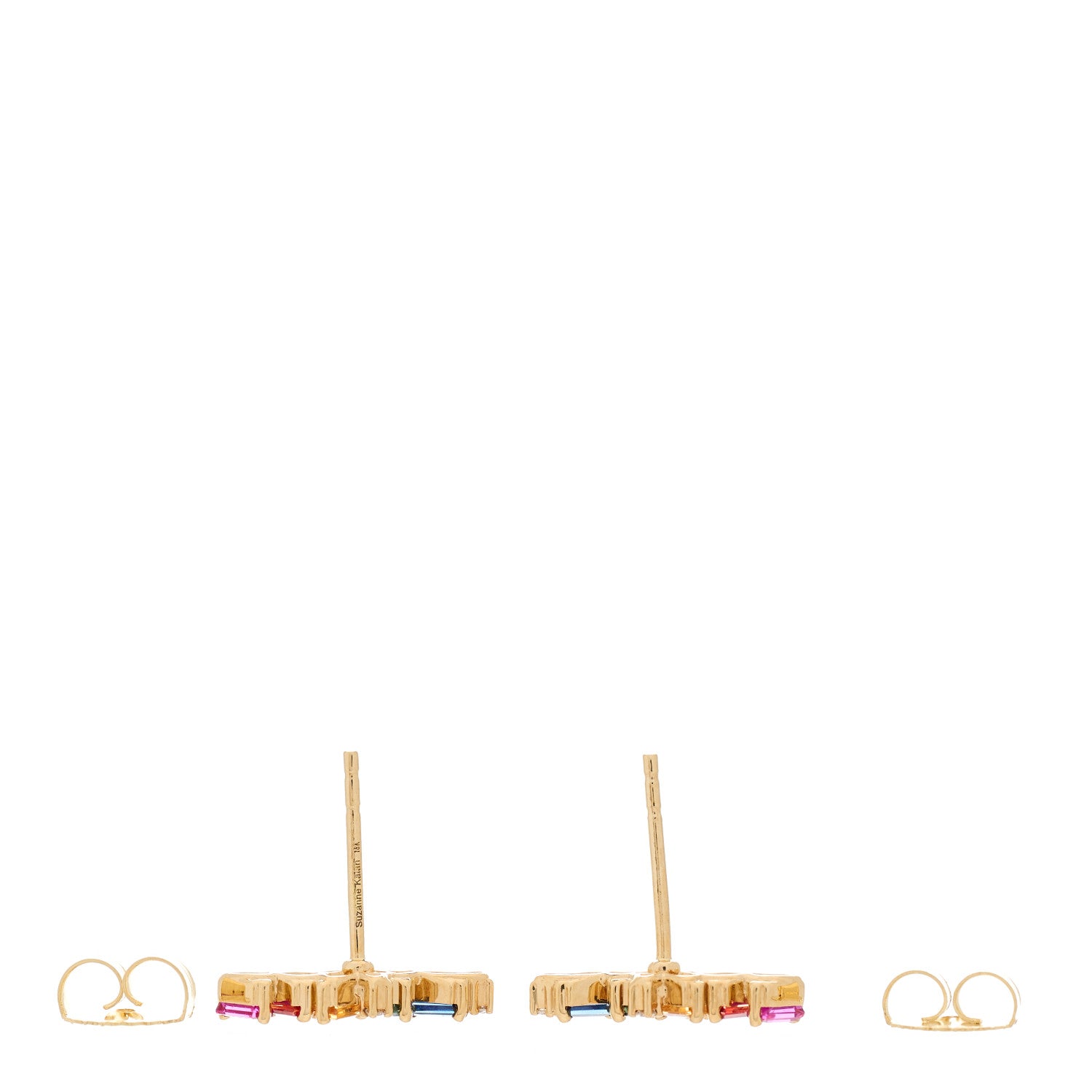 Suzanne Kalan 18K Yellow Gold Diamond Sapphire Ruby Frenzy Rainbow Stud Earrings 4 of 5