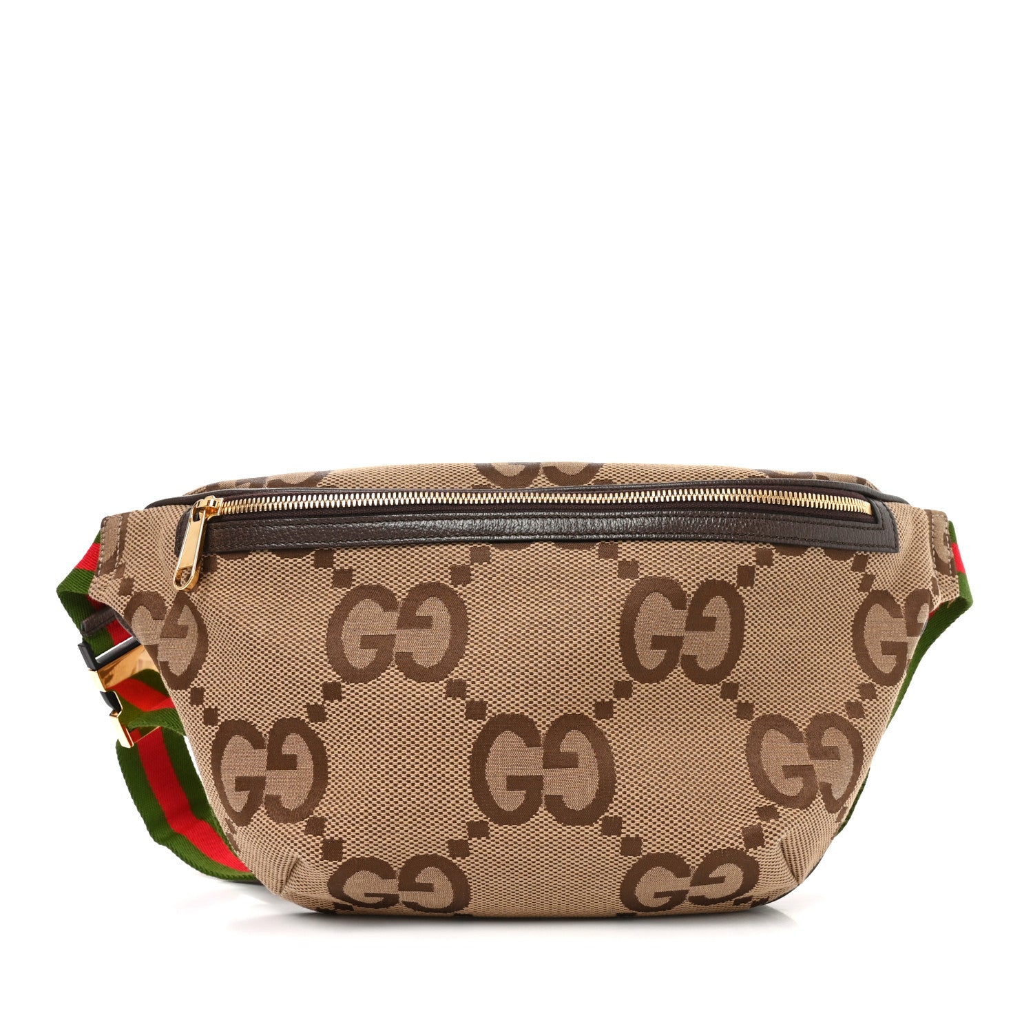Gucci Monogram Jumbo GG Textured Dollar Calfskin Web Belt Bag