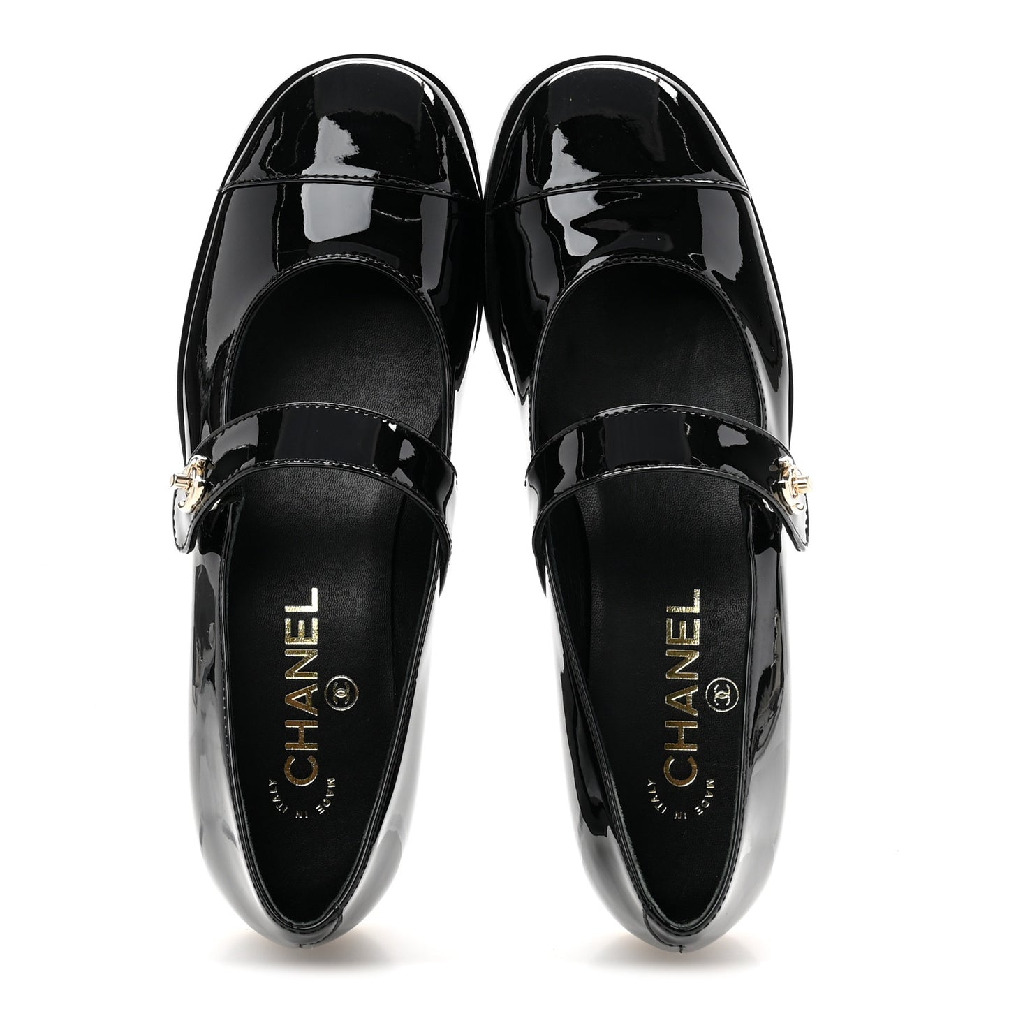 Patent Calfskin Mary Janes Flats 37.5 Black