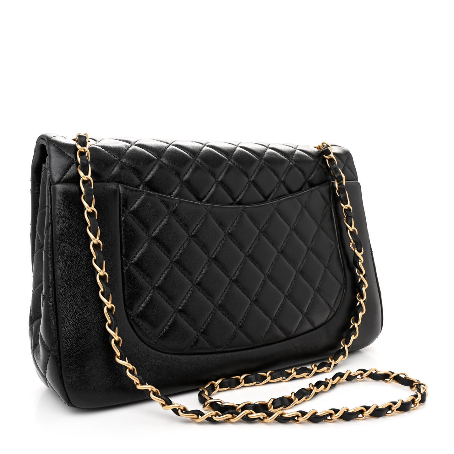 Shiny Lambskin Quilted Daily Friend Flap Black