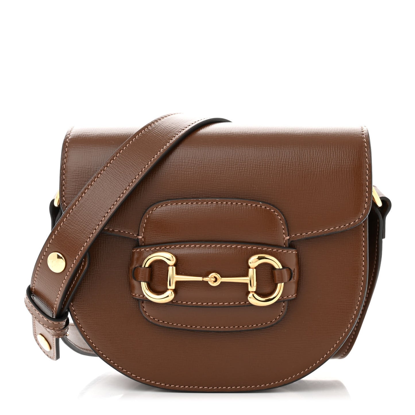 Azalea Calfskin Mini Horsebit 1955 Rounded Shoulder Bag Brown Sugar