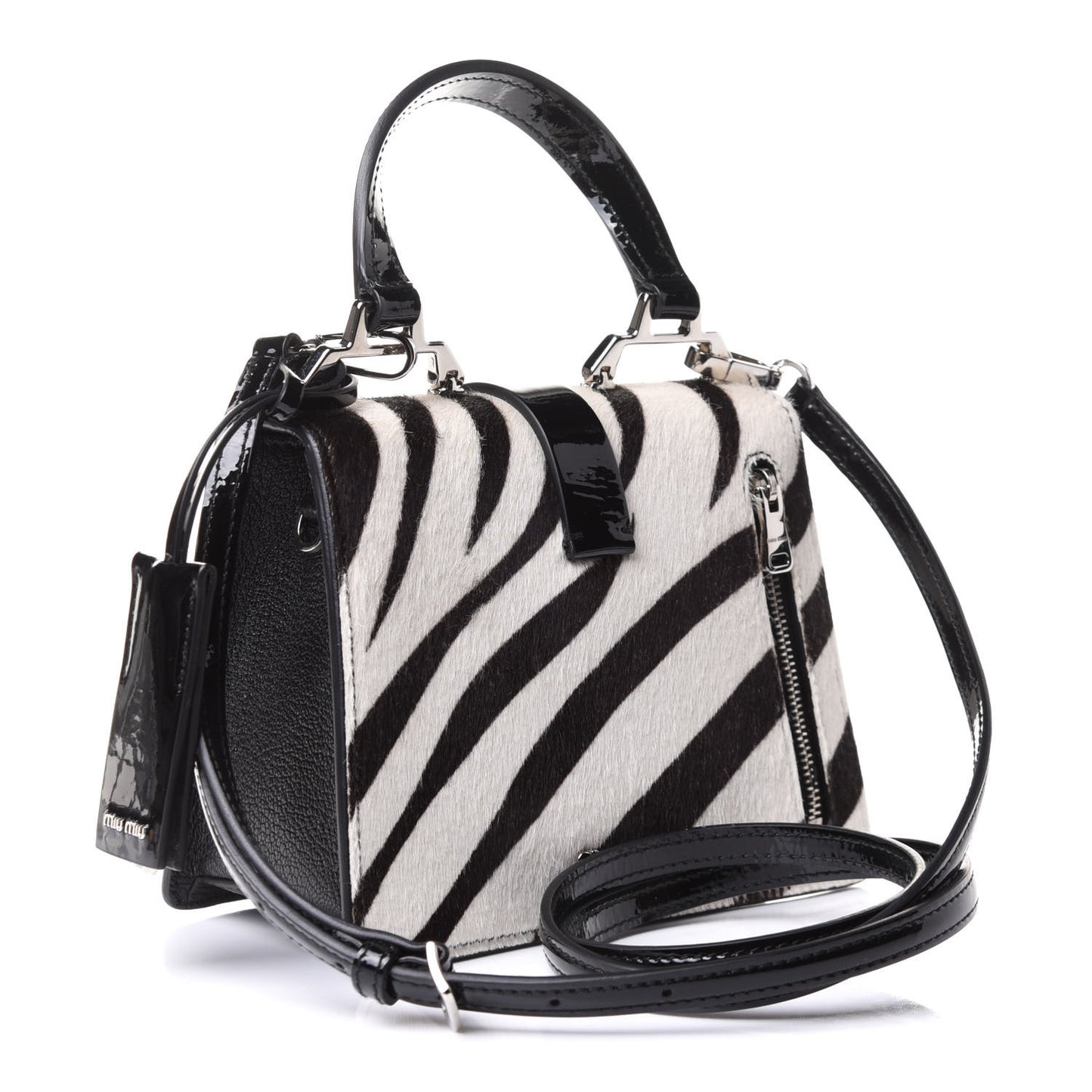 Cavallino Patch Pony Hair Shoulder Bag Bianco Cannella