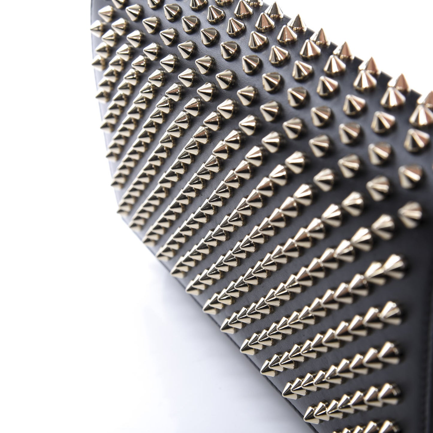 Calfskin Patent Leopard Spikes Paloma Clutch Black