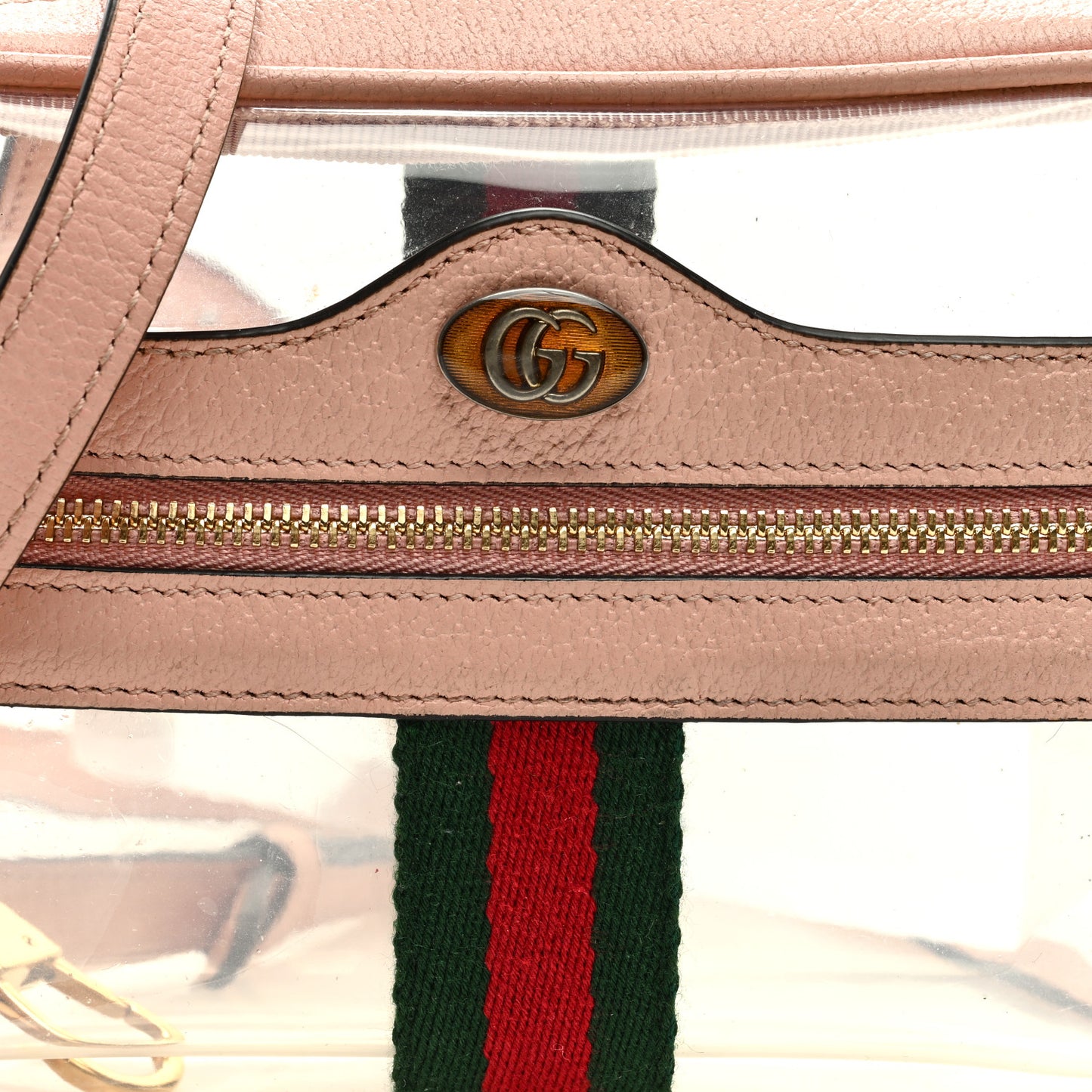 Vinyl Web Mini Ophidia Transparent Shoulder Bag Perfect Pink