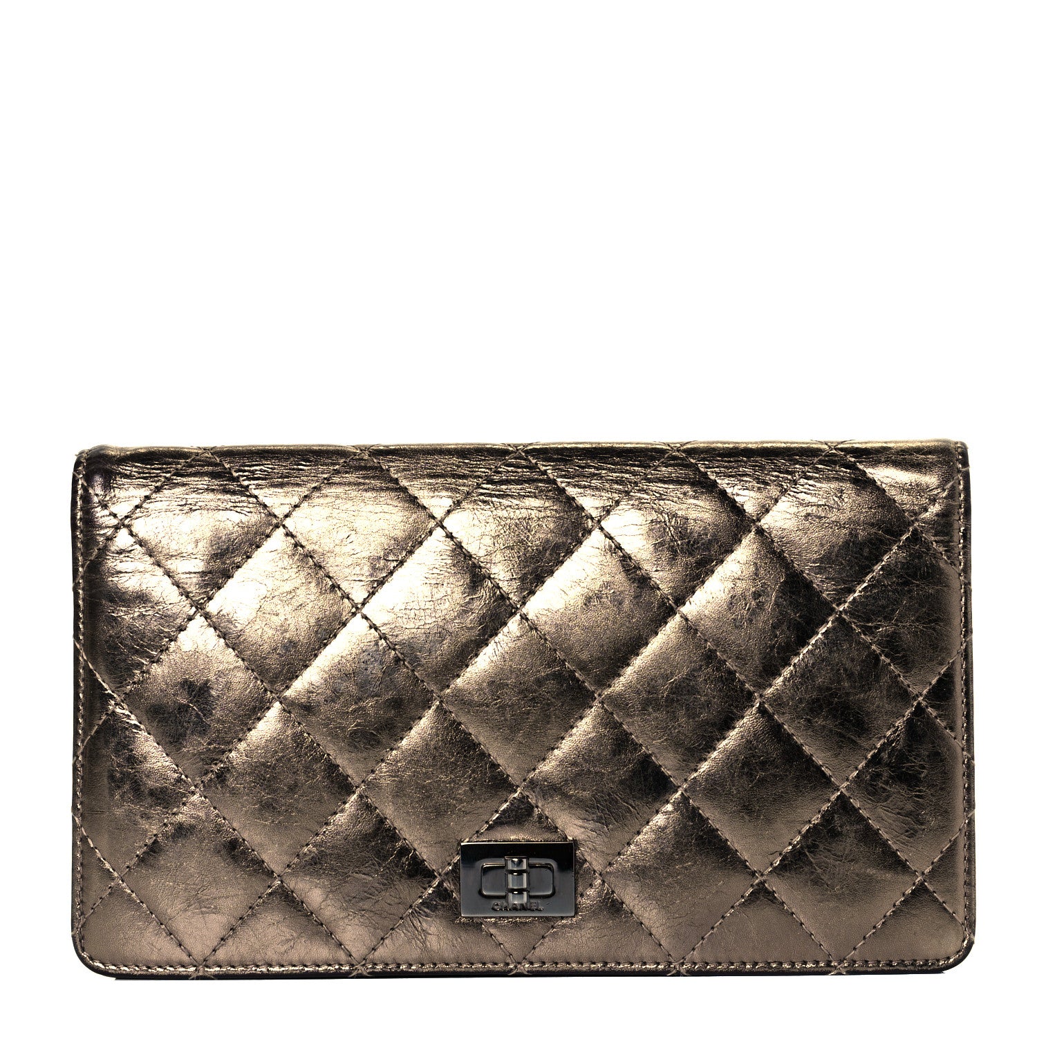 Chanel Metallic Aged Calfskin Quilted Reissue Yen Wallet Bronze