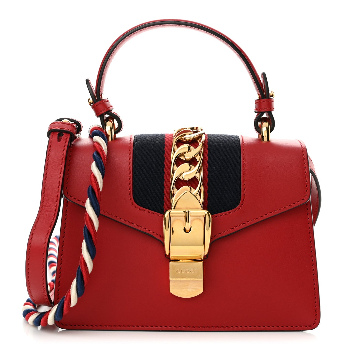 Calfskin Mini Sylvie Top Handle Bag Hibiscus Red