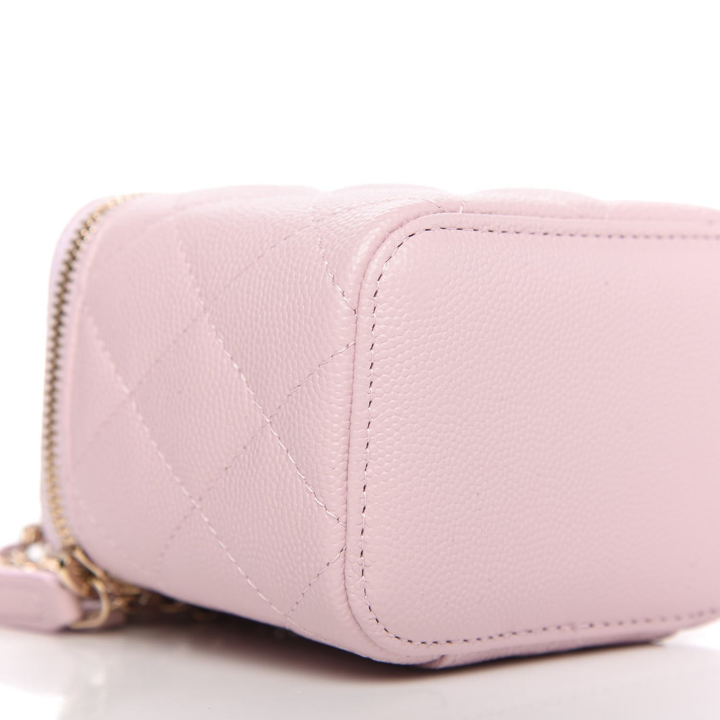 Caviar Quilted Mini Vanity Case With Chain Light Pink