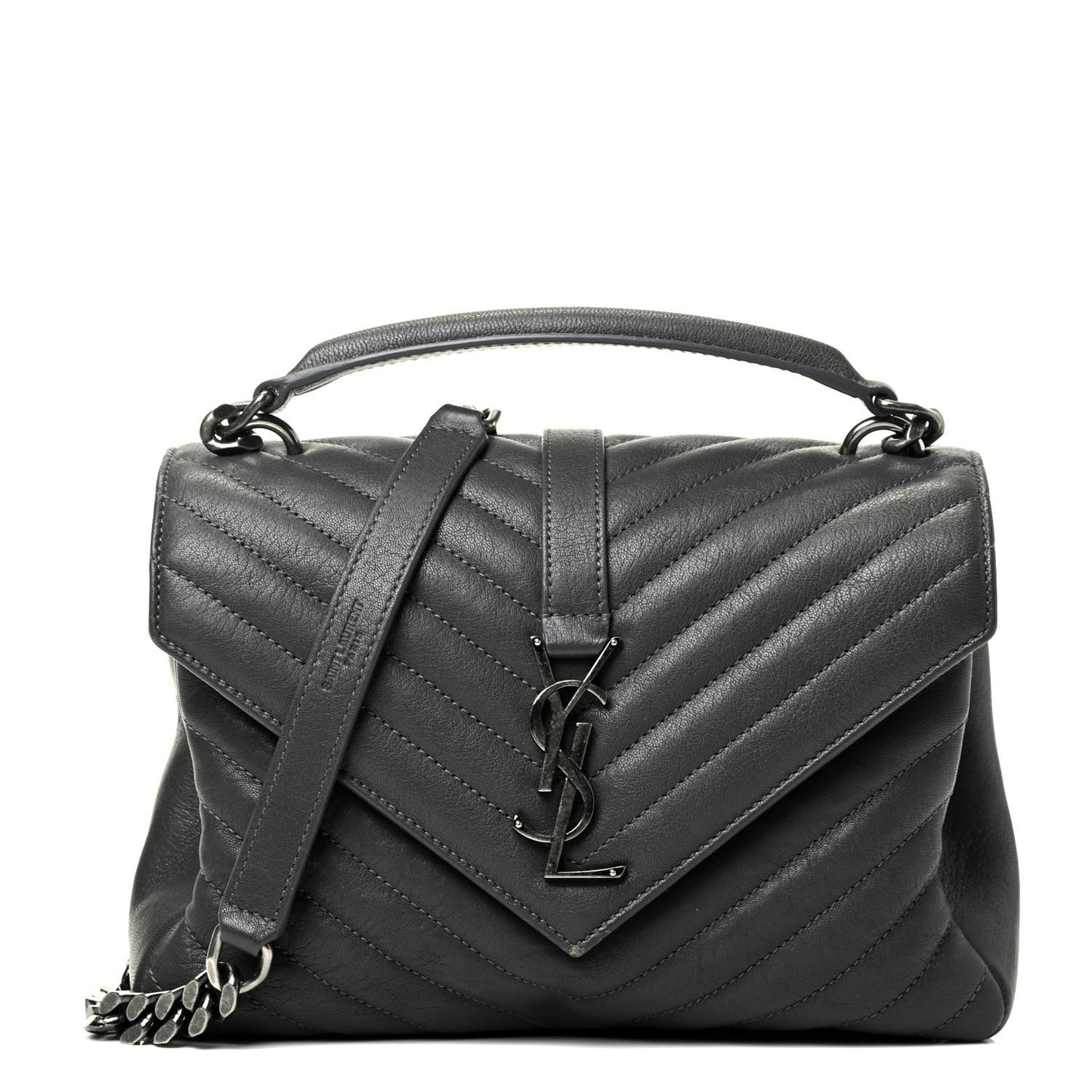 Sheepskin Matelasse Chevron Monogram Medium College Bag Storm