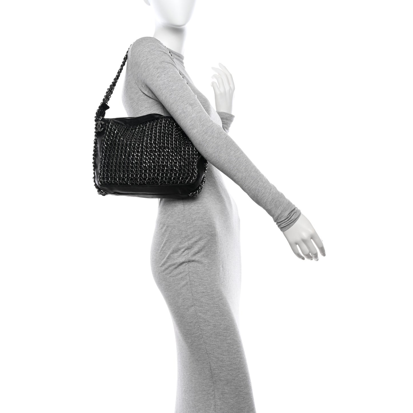 Lambskin Triple Chain Hobo Black