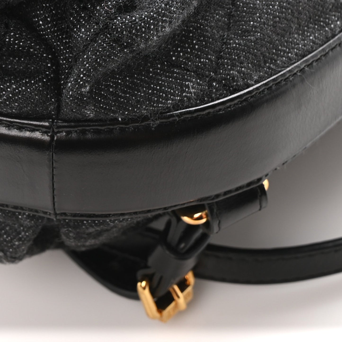 Denim Calfskin Quilted Backpack Black