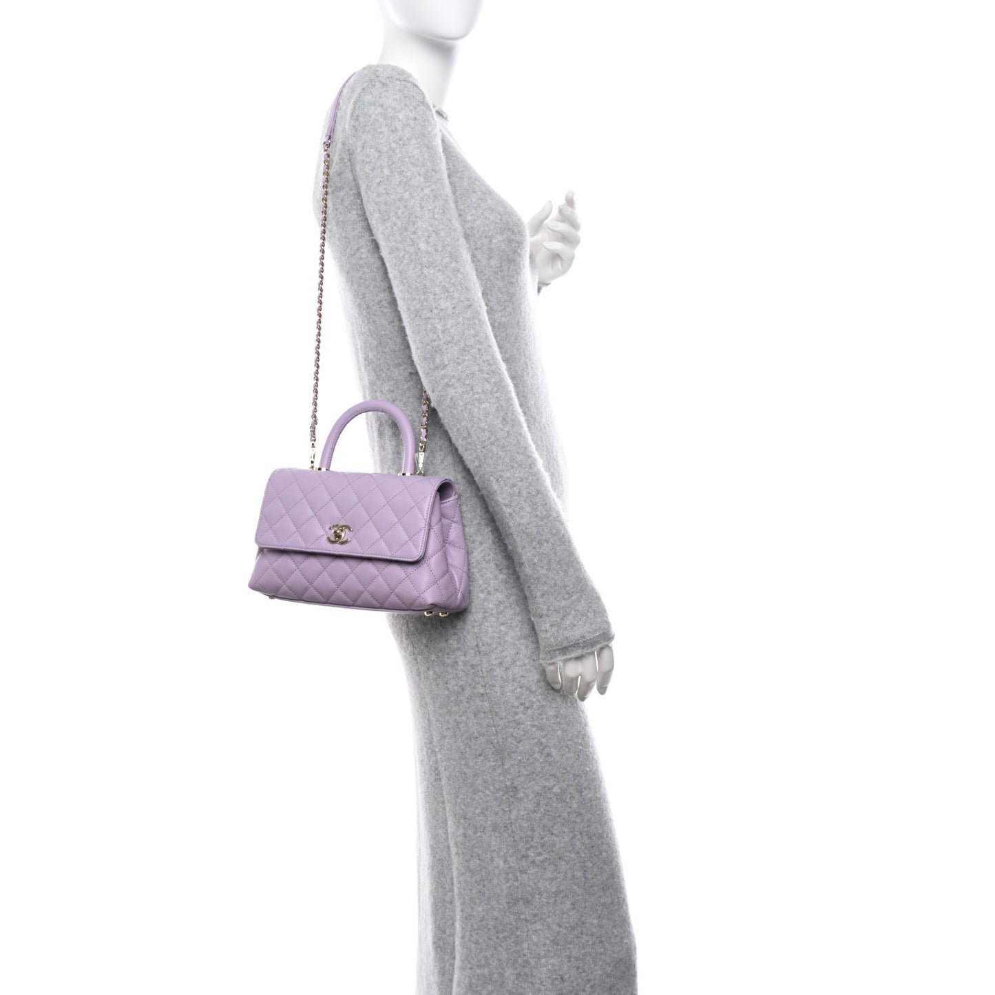 Caviar Quilted Mini Coco Handle Flap Light Purple