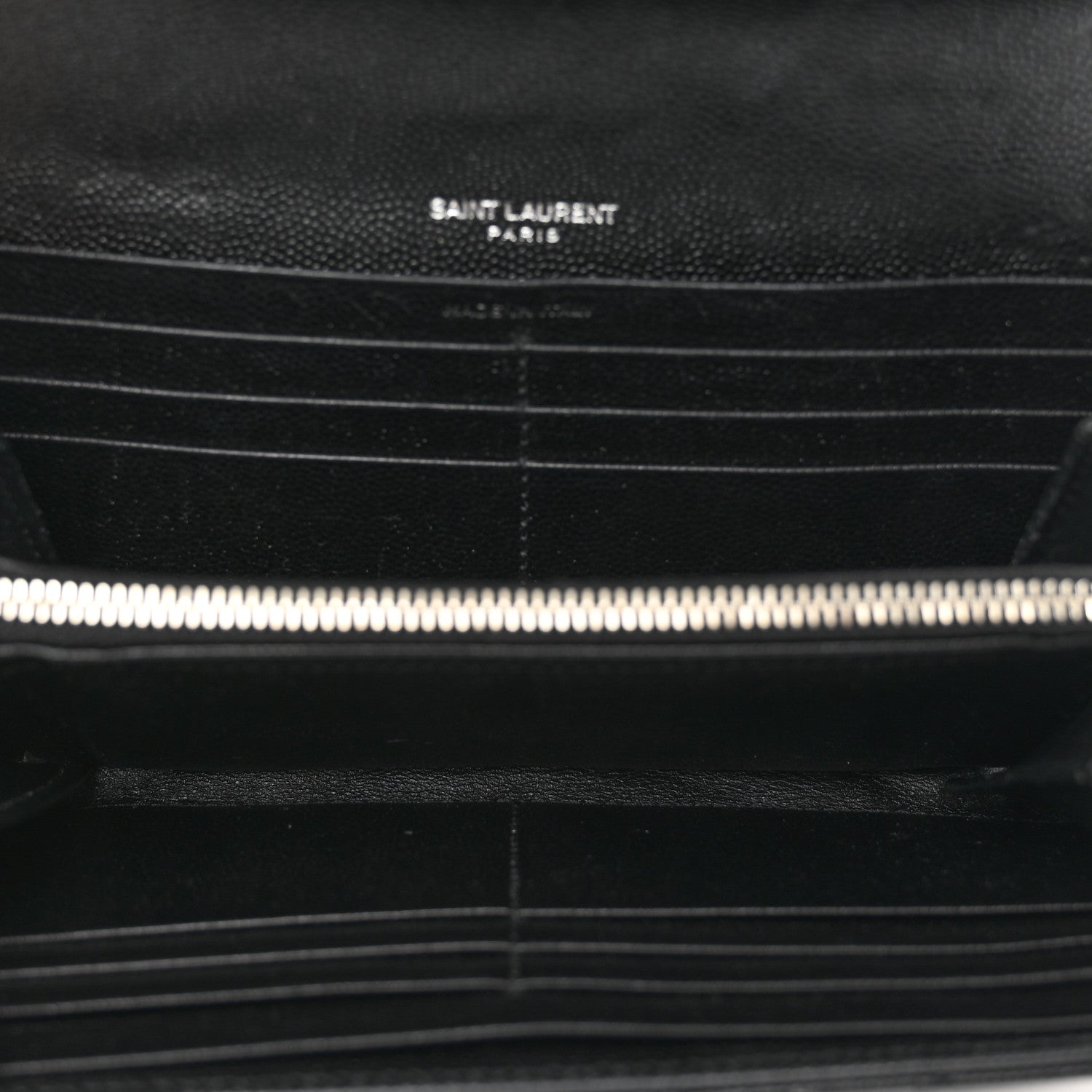 Saint Laurent Grain De Poudre Matelasse Chevron Monogram Flap Wallet Black 5 of 7