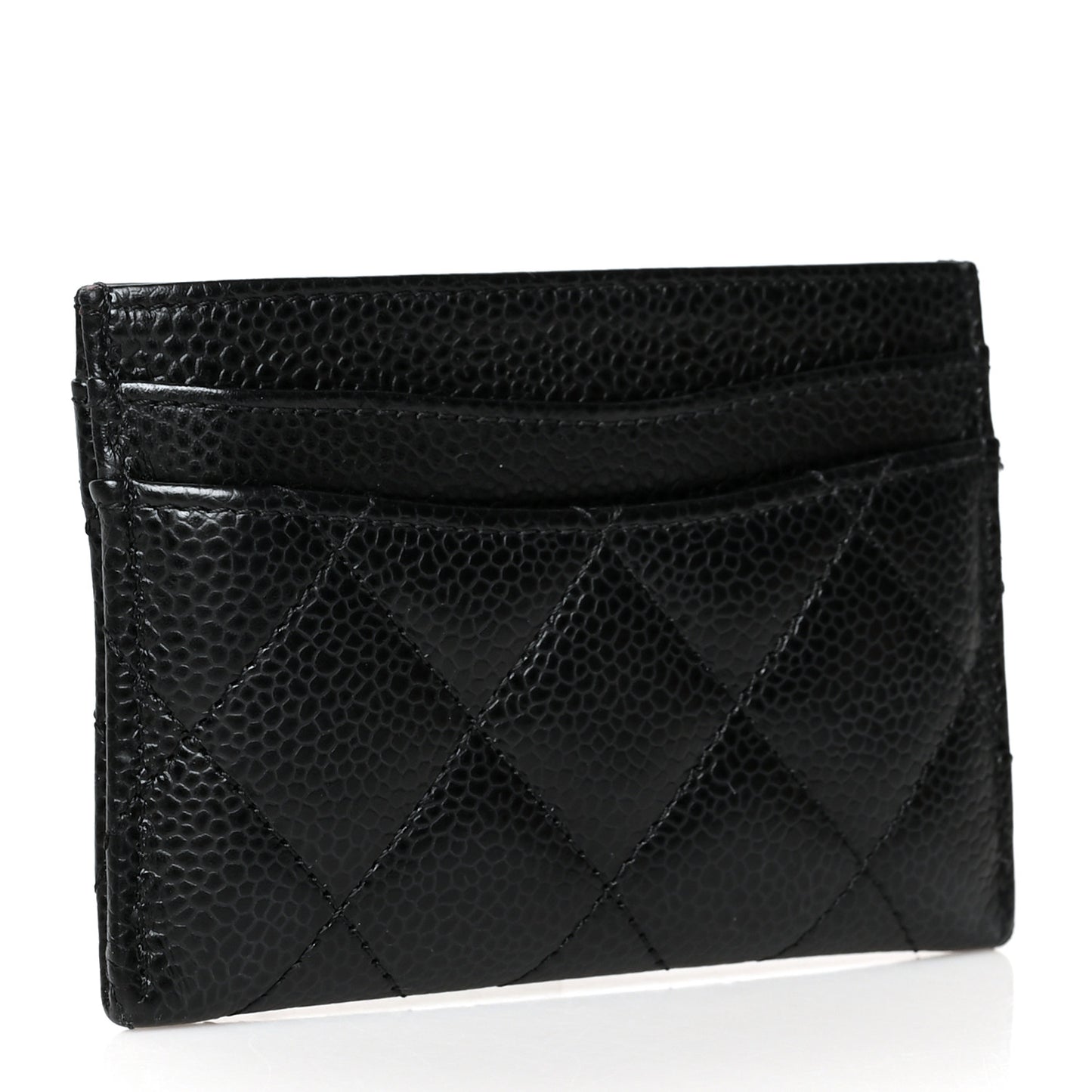 Caviar Quilted Card Holder Black