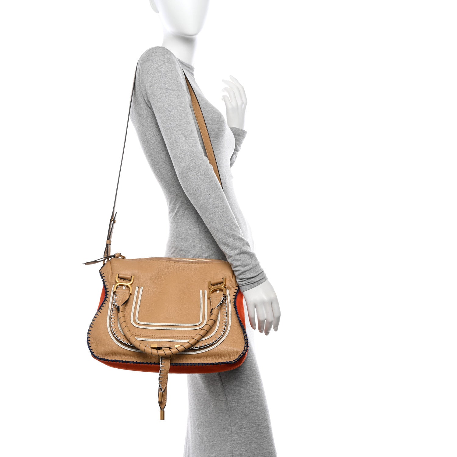 Chloe Calfskin Braided Medium Marcie Double Carry Soft Tan 2 of 11