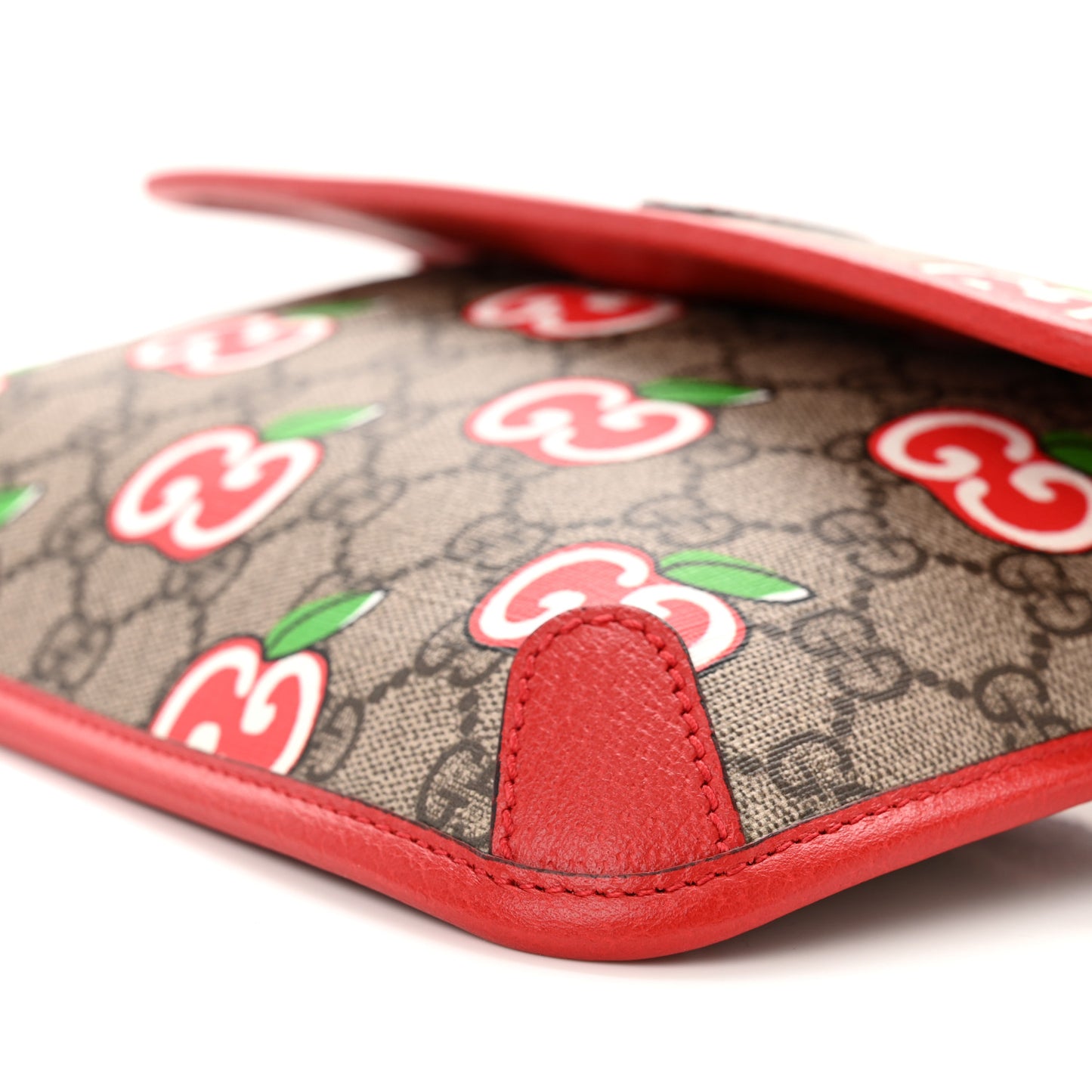 GG Supreme Monogram Apple Interlocking G Belt Bag Beige Multicolor Lobster Red
