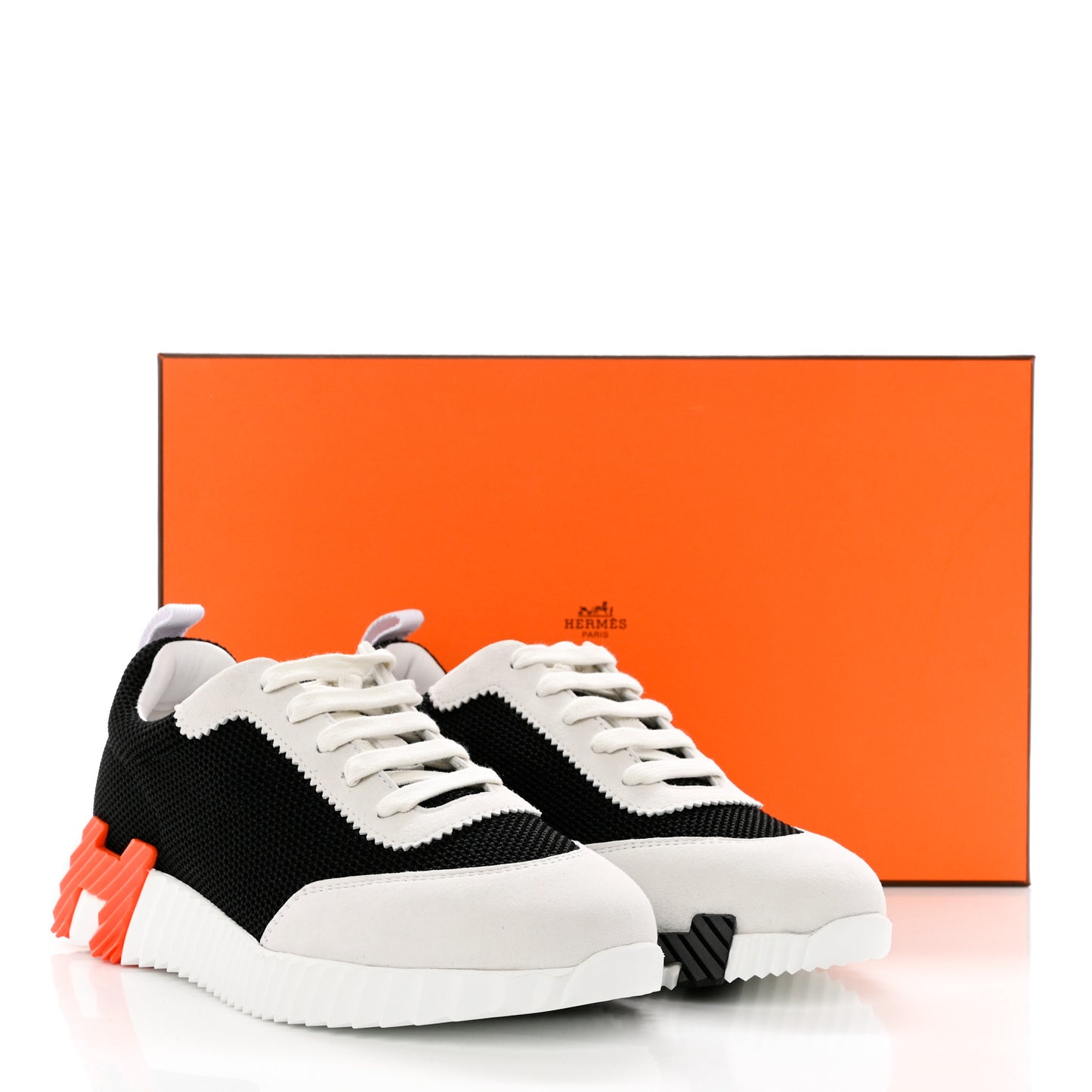 Air Mesh Suede Goatskin Bouncing Sneakers 37 Black Orange