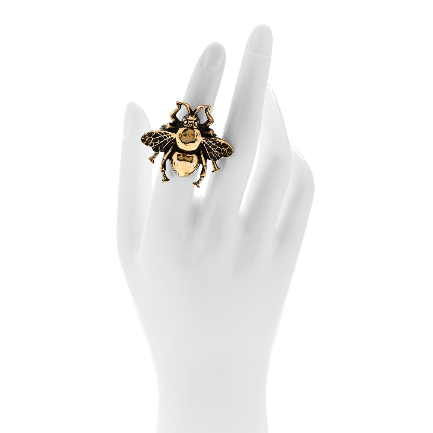 Metal Enamel Bee Ring 5 Aged Gold