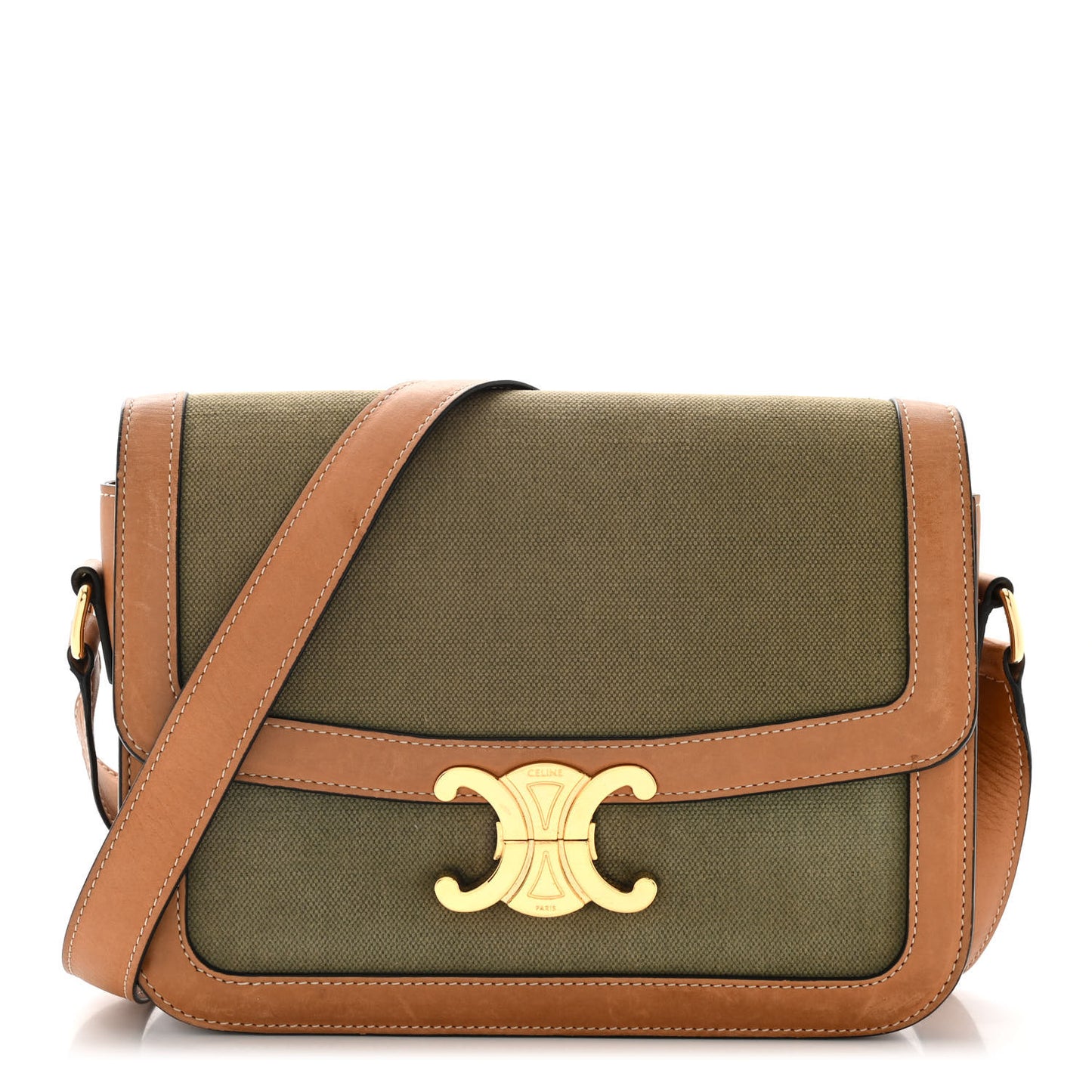Textile Natural Calfskin Classique Triomphe Khaki Tan