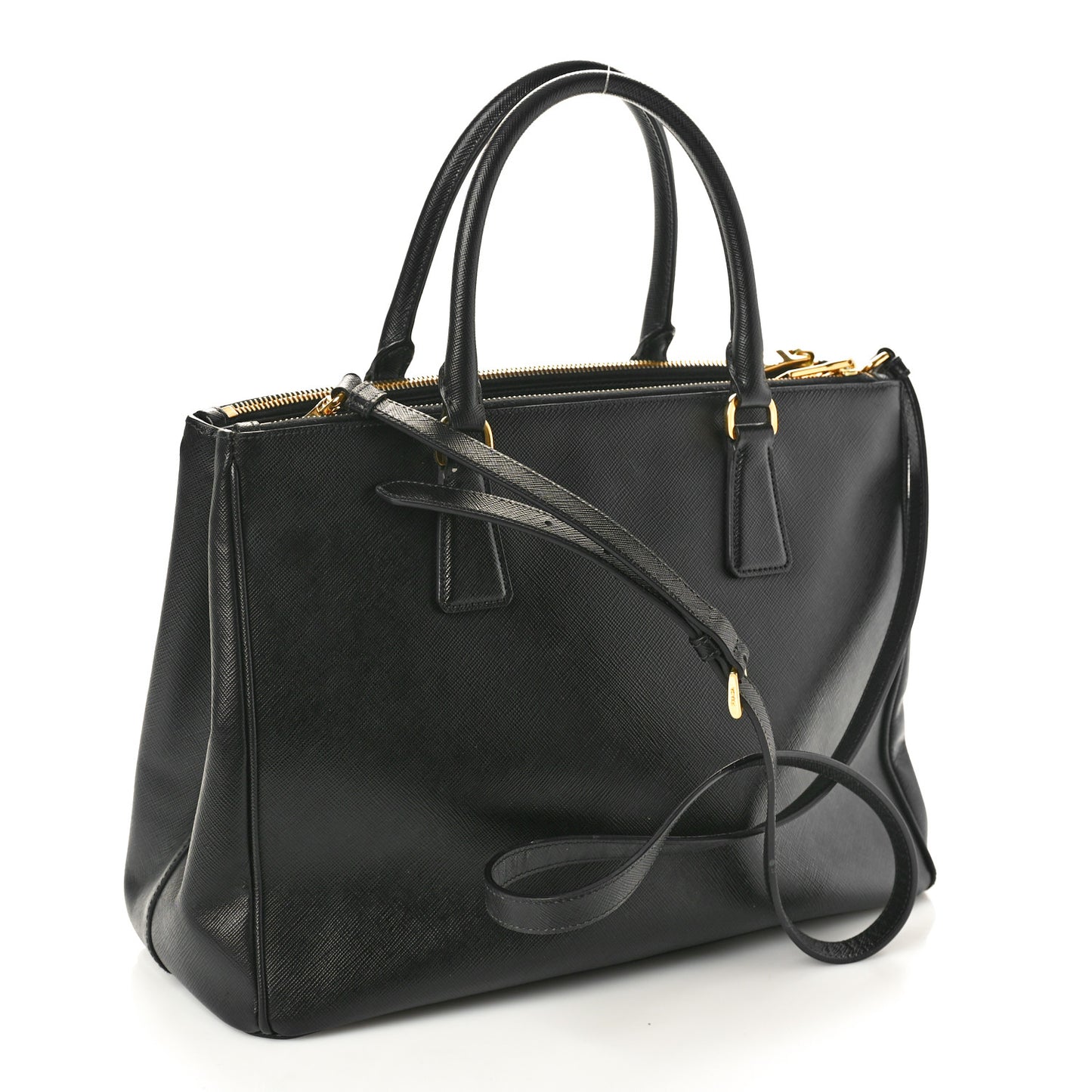 Saffiano Medium Galleria Double Zip Tote Black