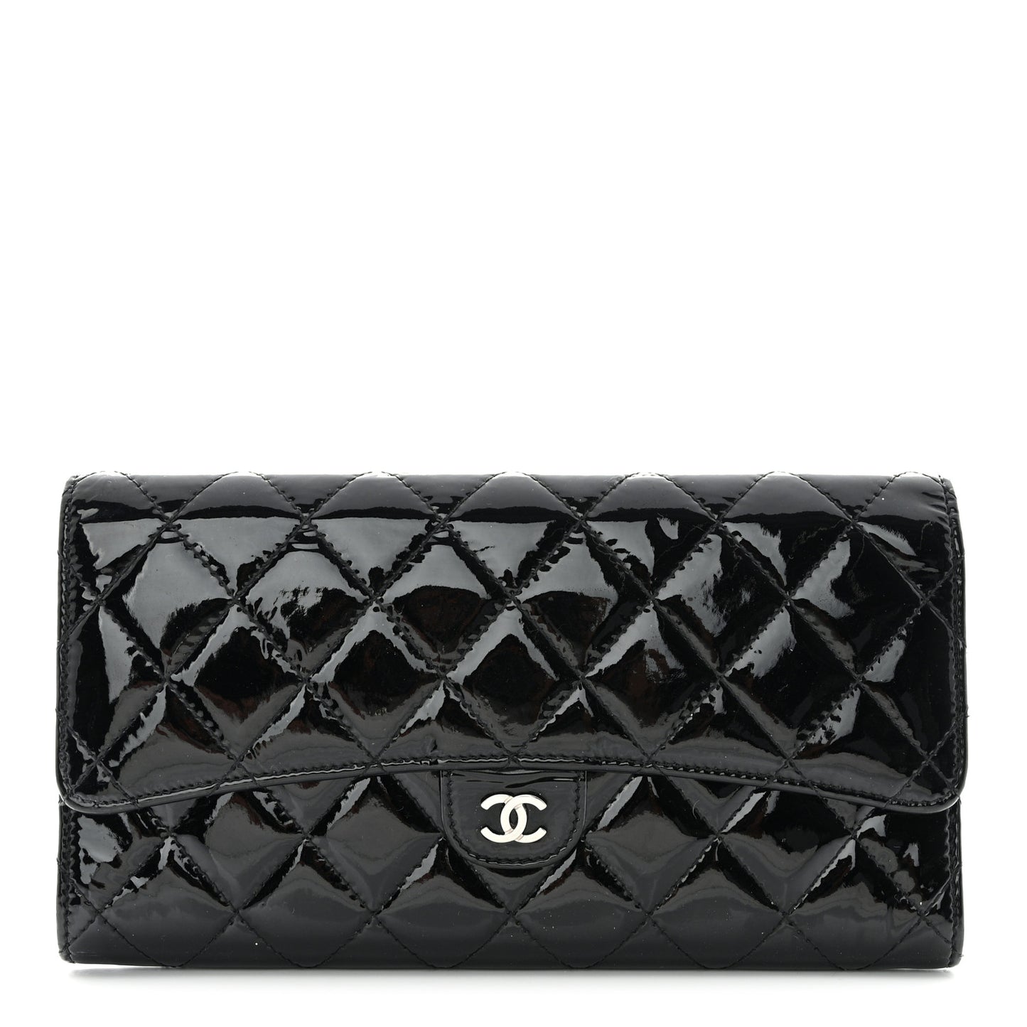 Patent Quilted Travel Wallet Black