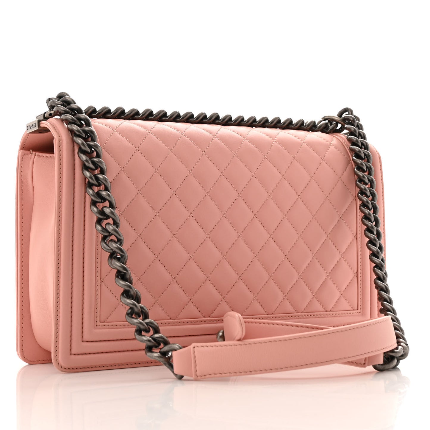 Lambskin Quilted New Medium Boy Flap Light Pink