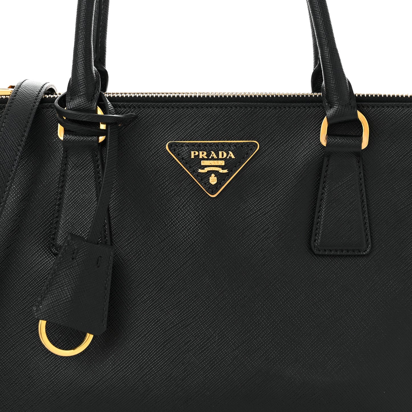 Saffiano Lux Medium Galleria Double Zip Tote Black