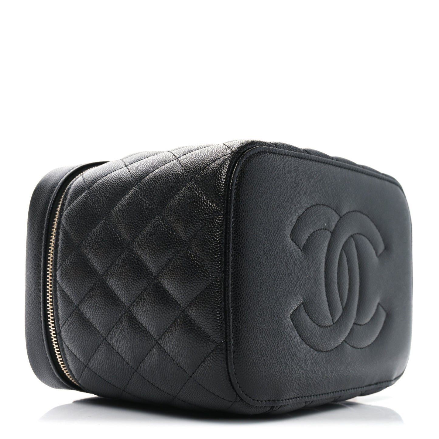 Caviar Quilted Large Vanity Pouch Black