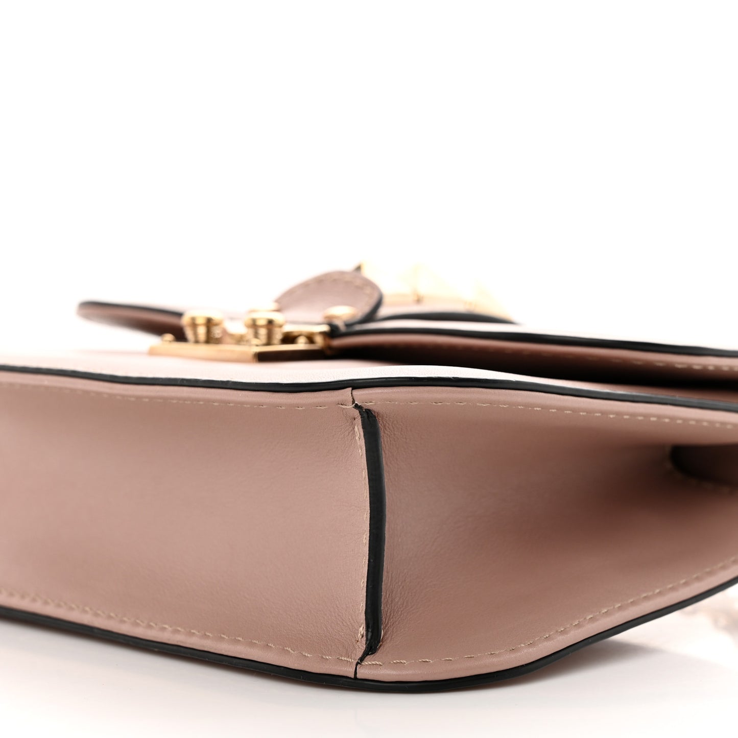 Vitello Small Glam Lock Rockstud Flap Poudre