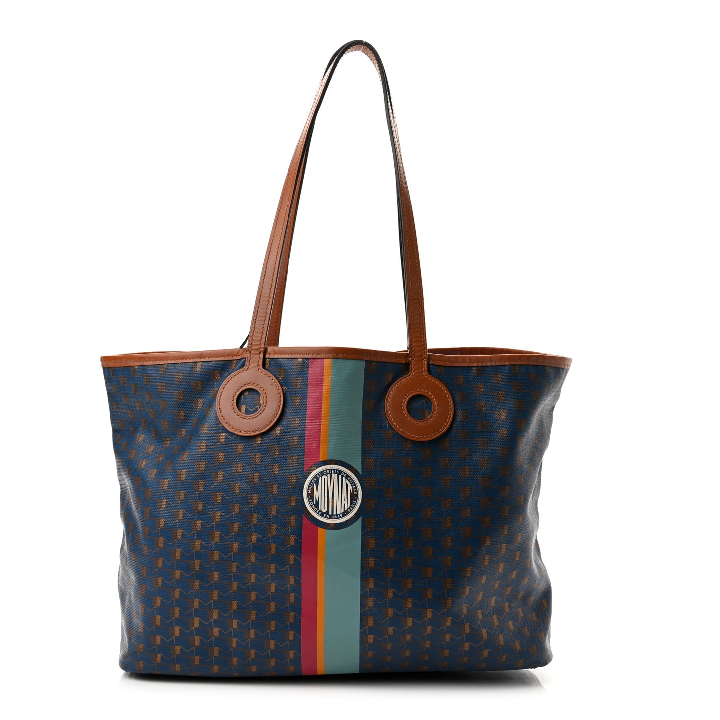 Grained Calfskin Canvas 1920 Oh! Tote Ruban Duo MM Indigo Bronze Cognac