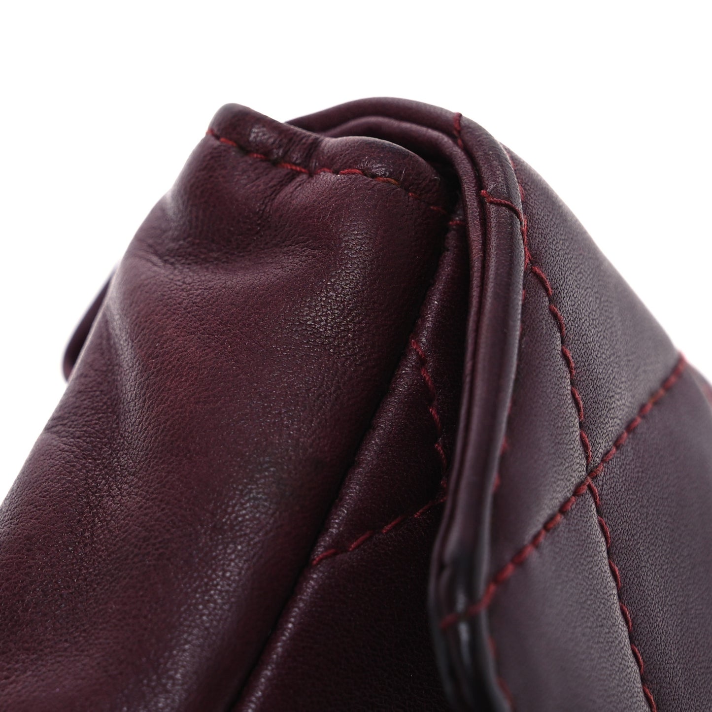Lambskin Diamond Stitched Waist Chain Belt Flap Bag Burgundy